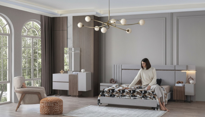Schlafzimmer Set Luxus Komplettes Bett +2x Nachttische 3tlg. Modern Set Neu