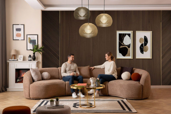 Designer Rund sofa braun Eckgarnitur Modern Möbel Wohnzimmer Luxus Couchen