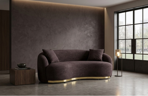 Wohnzimmermöbel Luxus Sofa 3 - sitzer Design Braun weiche Sofa Polster Textil 230cm
