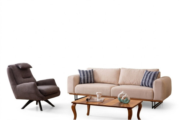 Luxus 2tlg Wohnzimmer Set Sofa 3-Sitzer mit sessel Design Sofagarnitur