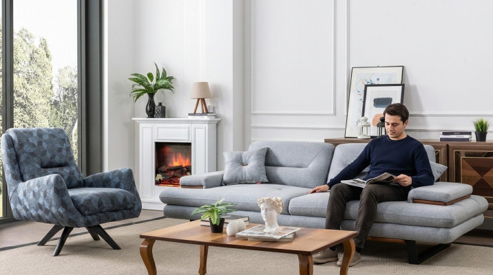 Modern Sofagarnitur 3+1 Sitzer Wohnzimmer Luxus Grau Couchgarnitur Sets