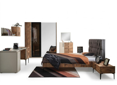 Luxus Schlafzimmer 7tlg. Bett Nachttisch Kleiderschrank Kommode Spiegel