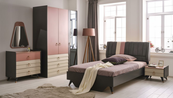 Luxus Schlafzimmer Set Bett Nachttisch Kleiderschrank Kommode Spiegel neu