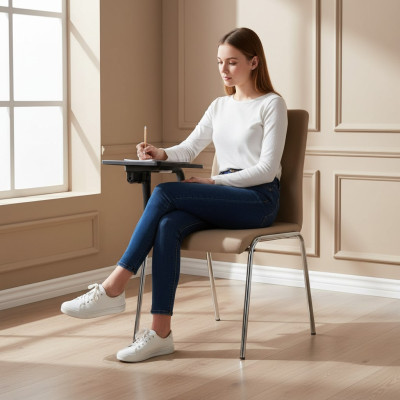 Stilvoller Beige Sessel Moderner Sessel Top-Qualität Design Bürostuhl neu