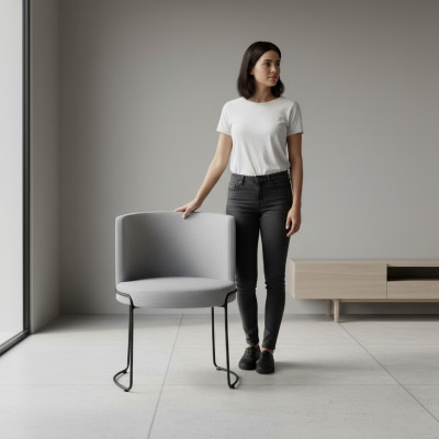 Stuhl Modern Polster Esszimmer Stühle Textil Farbe Grau 1 Sitzer Neu
