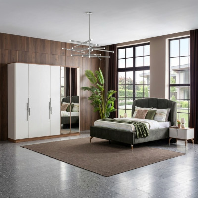 Luxuriöse Schlafzimmer Set Luxus Komplettes Bett 2x Nachttisch Modern 3tlg Neu