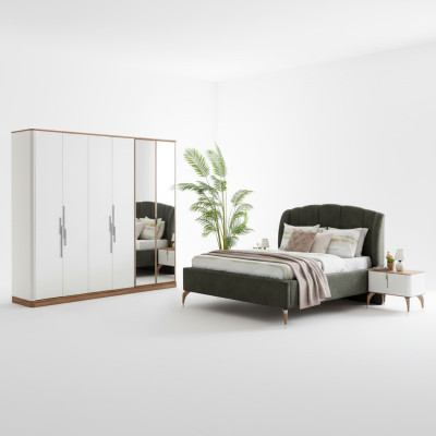 Luxuriöse Schlafzimmer Set Luxus Komplettes Bett 2x Nachttisch Modern 3tlg Neu