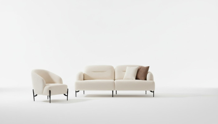 Weiße Wohnzimmer Designer Garnitur 3 Sitzer Polster Sessel 2tlg Set Neu