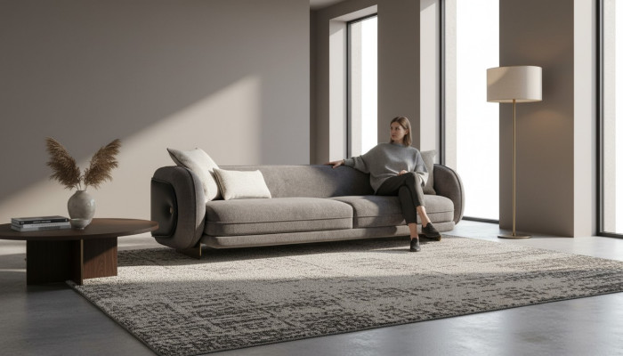 Wohnzimmer Grau Textil Sofa 4 Sitzer Luxus Möbel Sitz Design Couch Lounge