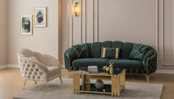 Modern Wohnzimmer Set  Sofa 3 Sitzer Sessel Textil Sessel Wohnzimmer Neu