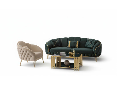 Modern Wohnzimmer Set  Sofa 3 Sitzer Sessel Textil Sessel Wohnzimmer Neu