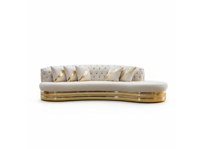 Halbrunde Weiße Chesterfield Couch Deisnger 3-Sitzer Polster Möbel Neu