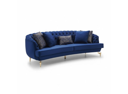 Halbrunder Chesterfield Blauer 4-Sitzer Designer Polster Edle Couch Neu