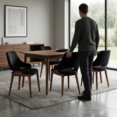 Luxus Esszimmer Schwarz 4x Stühle Modern Holz Möbel Stühle Design Einrichtung