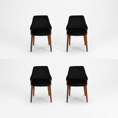 Luxus Esszimmer Schwarz 4x Stühle Modern Holz Möbel Stühle Design Einrichtung