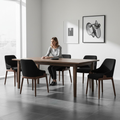 Modern Schwarz 6x Stühle Luxus Holz Möbel Stühle Design Einrichtung Neu