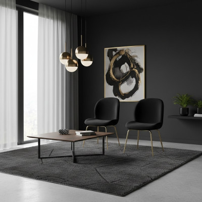 Gruppe Garnitur Schwarz Stühle 2x Stuhl Set Textil Polster Sitz Edelstahl