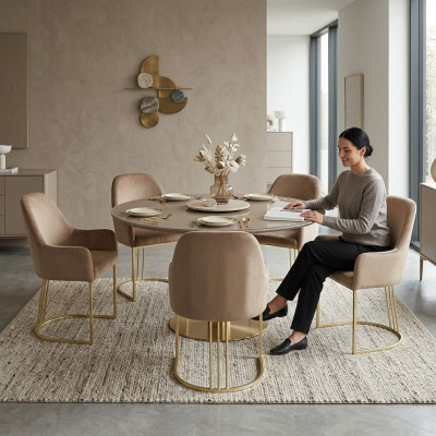Gruppe Set 6x Sessel Stuhl Design Stoff Polster Stühle Esszimmer Textil