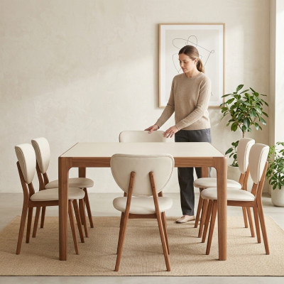 Moderner Weißer 6x Stühle Holzstuhl Einsitzer Stuhl ohne Armlehnen neu