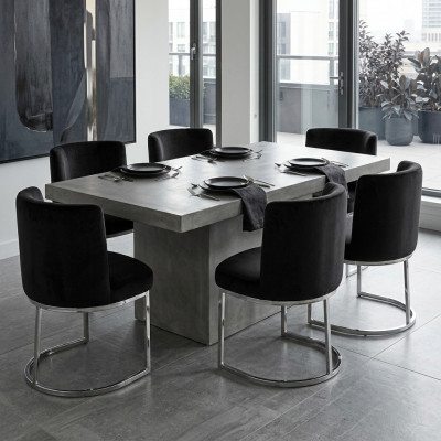 Moderne Schwarzer Designer 6x Stühle mit Edelstahlfüßen Esszimmerstühle