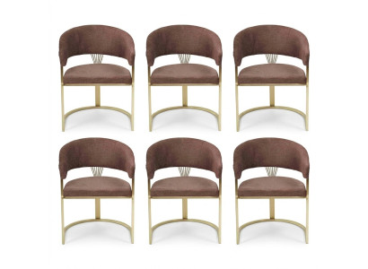 Garnitur Braun Sessel Komplett Design Modernes Set Neu 6x Stühle Stuhl Polster