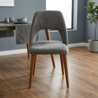 Grau-Brauner Designer Holzstuhl Esszimmerstühle Luxuriöses Holzgestell