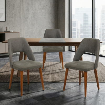 Exklusive Polster 4-er Stuhlset Küchen Möbel Designer Esszimmer Stühle