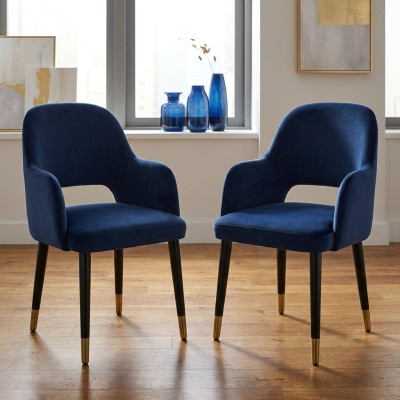 Luxus 6x Stühle Blauer Küchenmöbel Designer Modern Esszimmerstuhl Holzmöbel