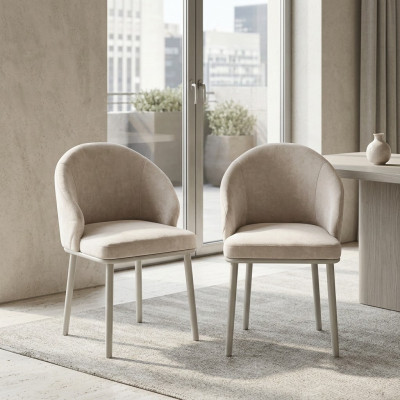 Moderne Esszimmer Weiße 2x Stühle Designer Küchen Polster Sitz Möbel