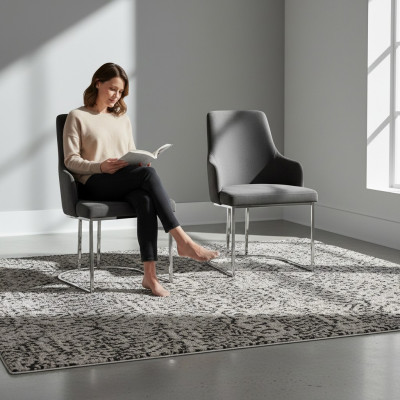 Graue 2x Esszimmerstühle Gepolsterte Stühle Luxus Esszimmer 2-er Set