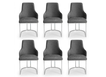 Modern Grau 6x Stühle Metall Esszimmerstuhl Designer Möbel Luxus Stühle