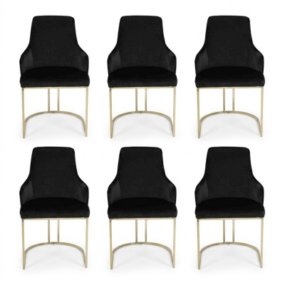 Luxus 6x Stühle Schwarz Esszimmerstuhl Designer Möbel Modern Stühle Neu