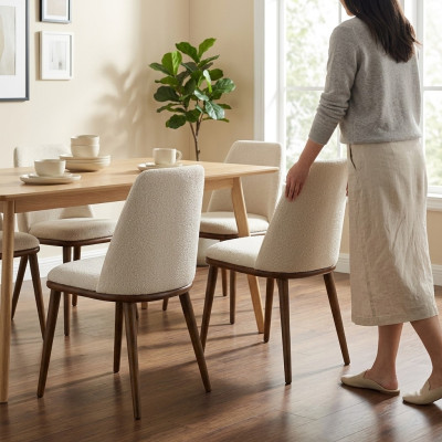 Weiße Stuhlgarnitur Designer 4x Küchenstühle Luxus Sitzmöbel Holzgestell