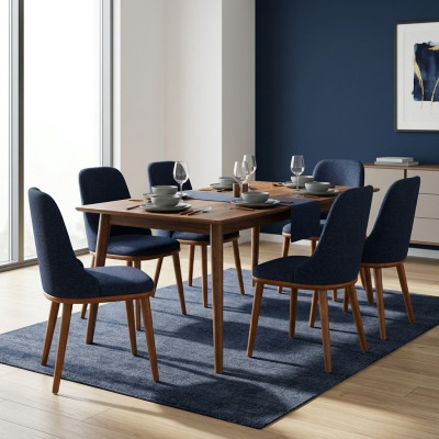 Luxus Esszimmer Blau 6x Stühle Holz Möbel Stühle Stilvoll Design Einrichtung