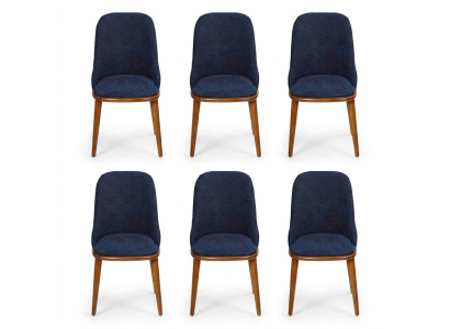 Luxus Esszimmer Blau 6x Stühle Holz Möbel Stühle Stilvoll Design Einrichtung