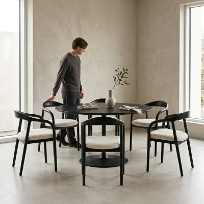 Stilvoll Edelstahl 6x Stühle Esszimmer Schwarz Modern Stuhl Designer Metall