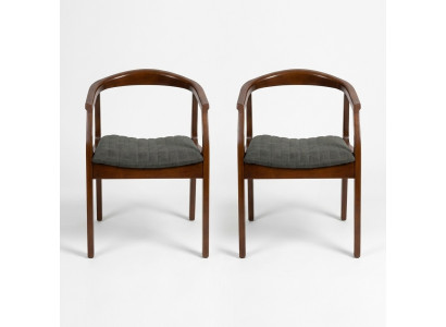 Stuhl Braun Design Wohnzimmer Esszimmer Holz 2x Stühle Polster mit Armlehne