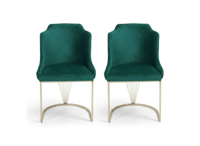 Designer Grüner Esszimmerstuhl 2x Stühle Luxus Einsitzer Moderne Esszimmer