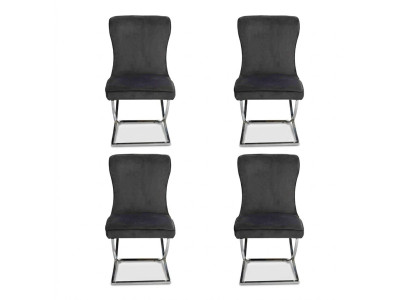 Сhesterfield Schwarz 4x Stühle Ohne Armlehnen Metallrahmen Esszimmer Stühle Сhesterfield Schwarz 4x Stühle Ohne Armlehnen Metallrahmen Esszimmer Stühle