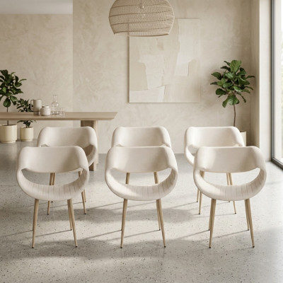 Luxus Stühle 6x gepolstert Moderne Weiß Stuhl Stuhl Esszimmer Wohnzimmer neu