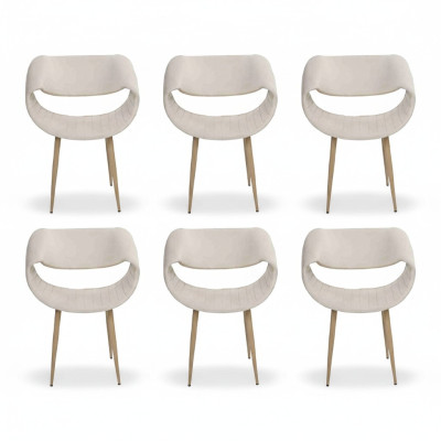 Luxus Stühle 6x gepolstert Moderne Weiß Stuhl Stuhl Esszimmer Wohnzimmer neu