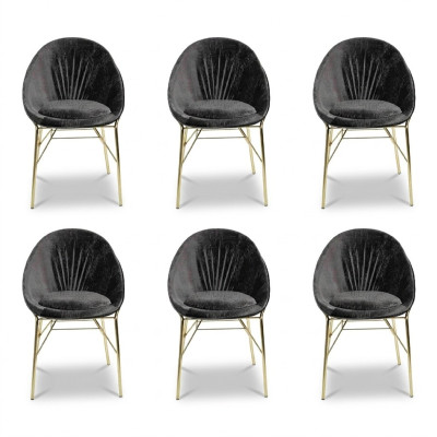 Moderne Design Schwarz 6x Stühle Ohne Armlehne Esszimmer Luxus Möbel
