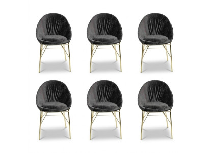 Moderne Design Schwarz 6x Stühle Ohne Armlehne Esszimmer Luxus Möbel