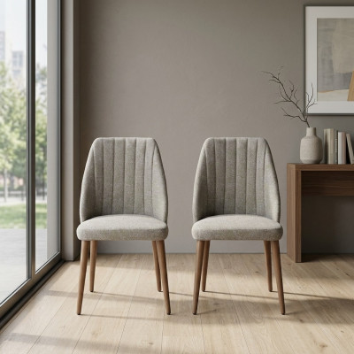 Modern 2x Stühle Polsterstuhl Luxus Sessel Grau Stuhl Lehnstuhl Esszimmer