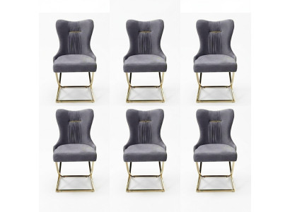 Stilvoll Esszimmer 6x Stühle Luxus Sessel Stuhl grau Sessel Wohnzimmer Möbel neu