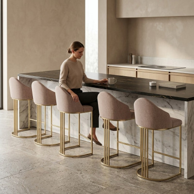 Stilvoll Esstisch 6x Stühle Beige Lehnstuhl Möbel Einrichtung Sitzpolster Stühle
