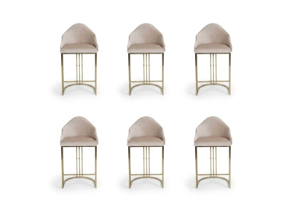 Stilvoll Esstisch 6x Stühle Beige Lehnstuhl Möbel Einrichtung Sitzpolster Stühle