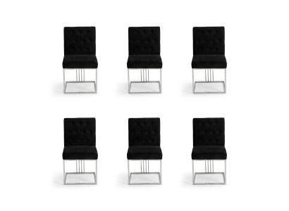 Schwarzer Esszimmer 6x Stühle Lehnstuhl Designer Möbel Essstühle Edelstahlstuhl