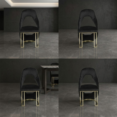 Stilvoll schwarz 6x Stühle Esszimmerstuhl Küchenstuhl Stuhl Luxus Neuheit Stuhl