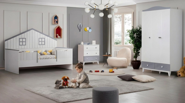 Kinderzimmer Möbel Komplettzimmer Mehrfarbig Kinderbett Kleiderschrank Kommod